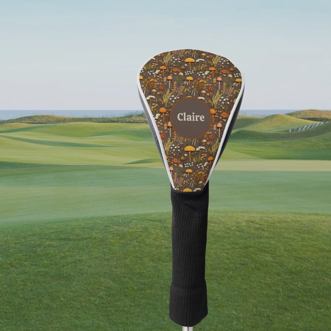Cottagecore Mushroom Embroidery Personalized Golf Head Cover (Driver cover - Easily fits most standard drivers, but not meant for fairway woods or hybrid clubs)