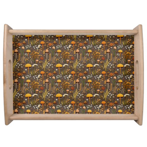 Cottagecore Mushroom Embroidery  Serving Tray