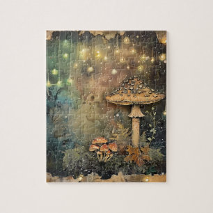 Cottagecore Mushroom Fairy Lights Jigsaw Puzzle