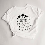 Cottagecore Mushroom Frog Fairycore T-Shirt<br><div class="desc">Cute cottagecore t-shirt with frog,  toad,  with mushroom,  toadstool hat umbrella surrounded by moon phases.</div>