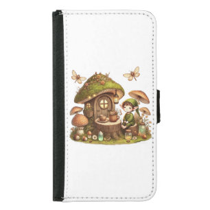 “Cottagecore Mushroom House & Cute Forest Goblin Samsung Galaxy S5 Wallet Case
