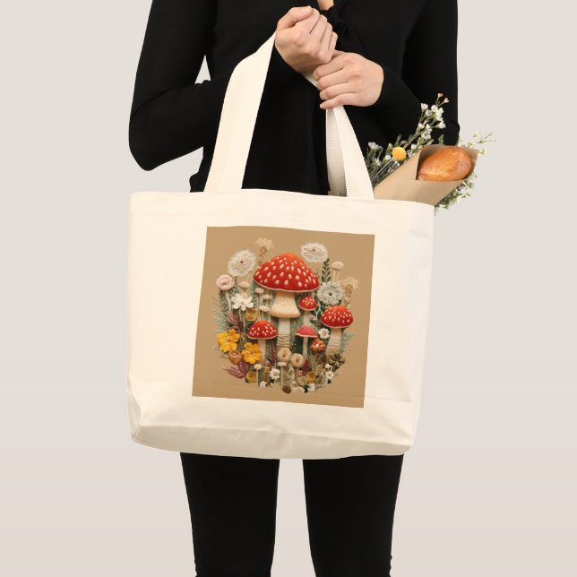 Cottagecore Mushroom  Large Tote Bag (Front (Product))