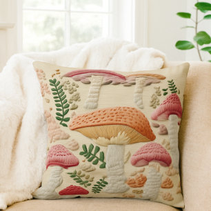 Cottagecore Mushroom Throw Pillow