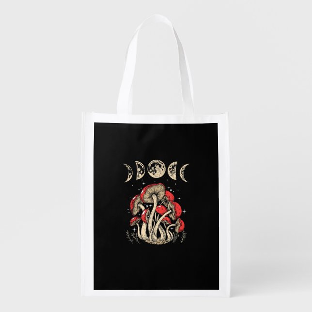 Cottagecore Mushrooms Academia Goblincore Aestheti Grocery Bag (Front)
