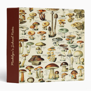 Cottagecore Mushrooms Vintage Naturalist 3 Ring Binder