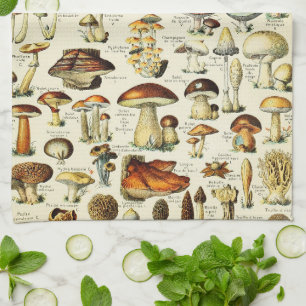 Cottagecore Mushrooms Vintage Naturalist Kitchen Towel