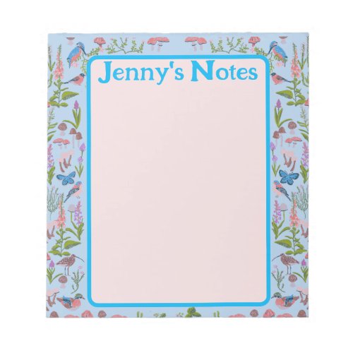 Cottagecore New Forest Pink and Blue Hand_Drawn  N Notepad