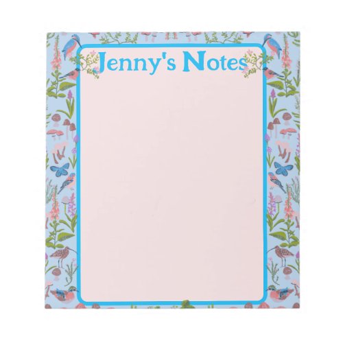 Cottagecore New Forest Pink and Blue Hand_Drawn  Notepad