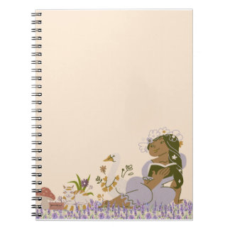 Cottagecore Notebook, Girl Reading a Book