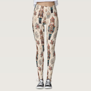 Cottagecore Nutcracker Sage Mauve Gold Holiday Leggings