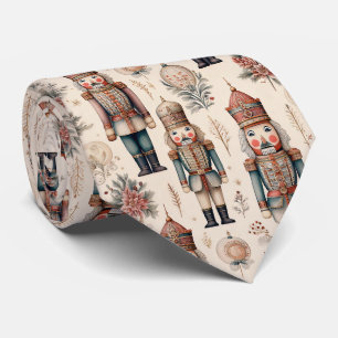 Cottagecore Nutcracker Sage Mauve Gold Holiday Neck Tie