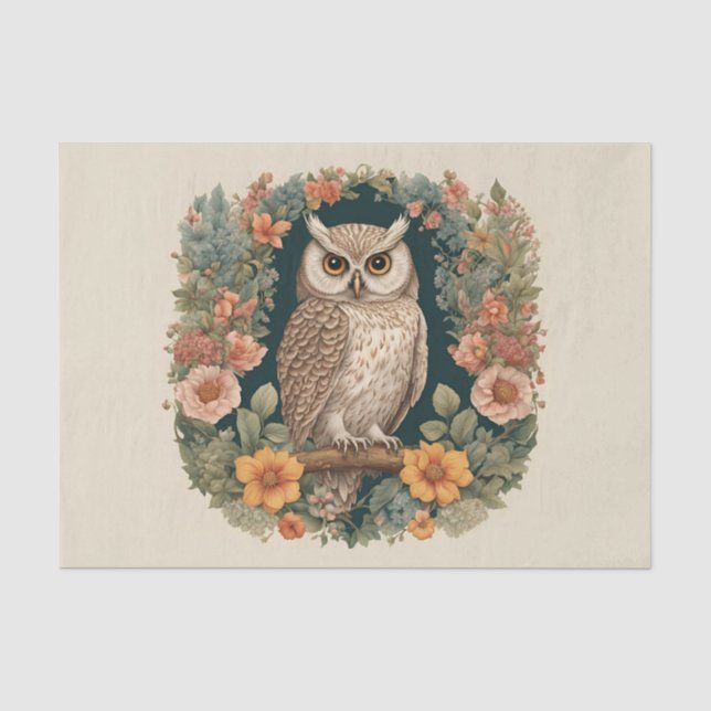 Cottagecore Owl Decoupage Tissue Paper (Front)