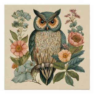 Cottagecore Owl Poster