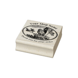 Cottagecore Owl Template Small Business Rubber Stamp