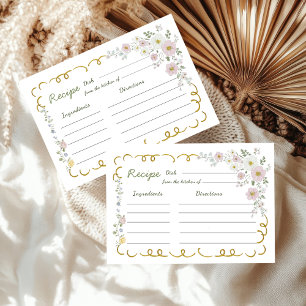 Cottagecore Pastel Floral Bridal Shower Recipe Enclosure Card