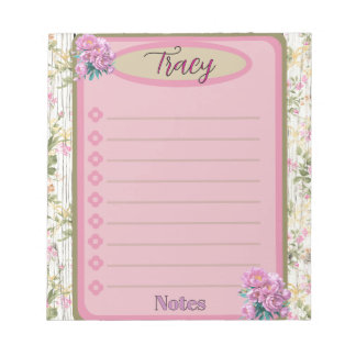 Cottagecore Pink Floral Garden Custom Notepad