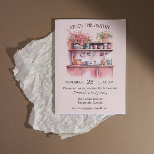 Cottagecore Pink Kitchen Bridal Shower Invitation