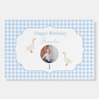 Cottagecore Plaid &Duckling Birthday Foam Board
