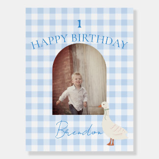 Cottagecore Plaid &Duckling Birthday Foam Board