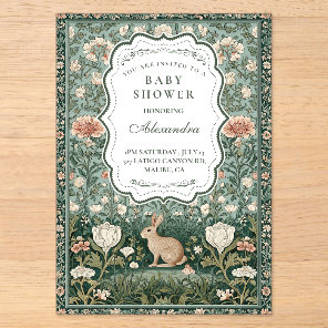 Cottagecore Rabbit Garden Baby Shower Acrylic Invitations