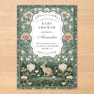 Cottagecore Rabbit Garden Baby Shower Acrylic Invitations