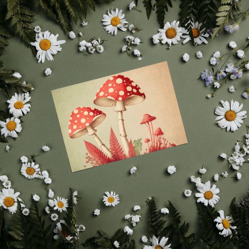 Cottagecore Red and White Mushroom Decoupage Tissue Paper
