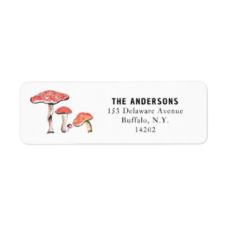 Cottagecore Red Mushrooms Magic Fairy Hand-Drawn Label