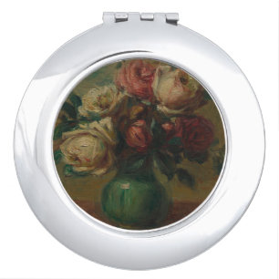 Cottagecore Renoir Floral Vintage Rose Art Compact Mirror
