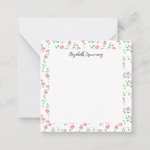 Cottagecore Roses Personalized Vintage Hand-Drawn Note Card
