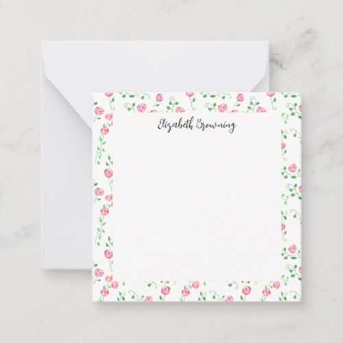 Cottagecore Roses Personalized Vintage Hand_Drawn  Note Card