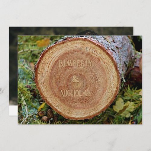 Cottagecore Rustic Country Wood Grain Slice Boho Save The Date