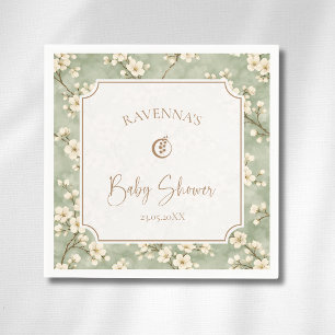 Cottagecore Sage Blossom Eucalyptus Baby Shower Napkins