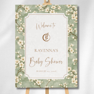 Cottagecore Sage Blossom Eucalyptus Gold Welcome Foam Board
