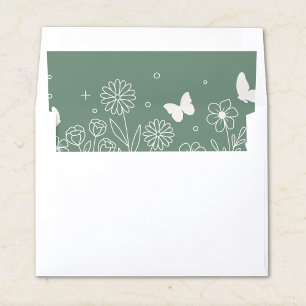 Cottagecore Sage Green Floral Bridal Shower Envelope Liner
