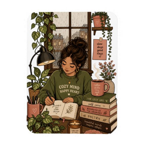 Cottagecore Self Care Illustration Magnet