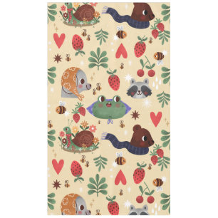 cottagecore snail garden bee frog raccoon bear tablecloth