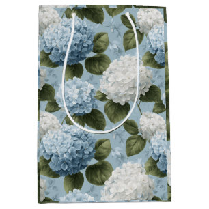 Cottagecore Soft Blue Hydrangea Floral Pattern Medium Gift Bag