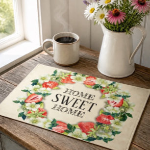 Cottagecore Strawberries   Home Sweet Home   Cloth Placemat