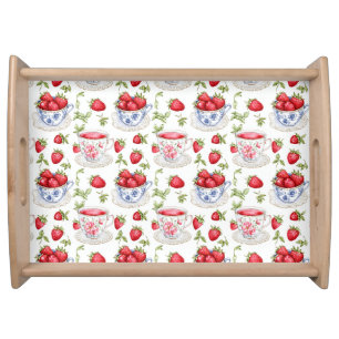 Cottagecore Strawberry Pattern  Serving Tray