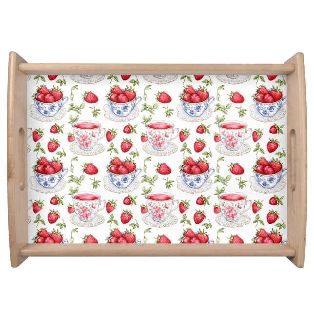 Cottagecore Strawberry Pattern  Serving Tray (Front)