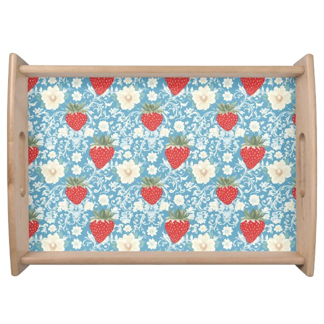 Cottagecore Strawberry Pattern  Serving Tray (Front)