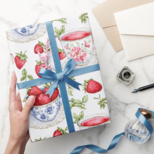 Cottagecore Strawberry Pattern  Wrapping Paper