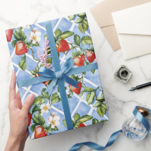 Cottagecore Strawberry Pattern  Wrapping Paper