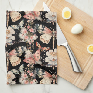 Cottagecore Style Butterflies Moths Kitchen Towel