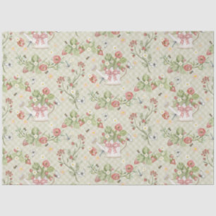 Cottagecore Summer Strawberry Garden Floral Bees Tissue Paper