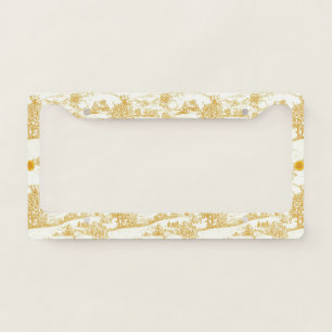 Cottagecore Sunflower Countryside Toile License Plate Frame