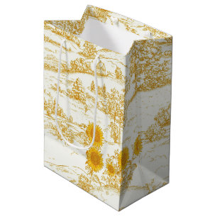 Cottagecore Sunflower Countryside Toile Medium Gift Bag