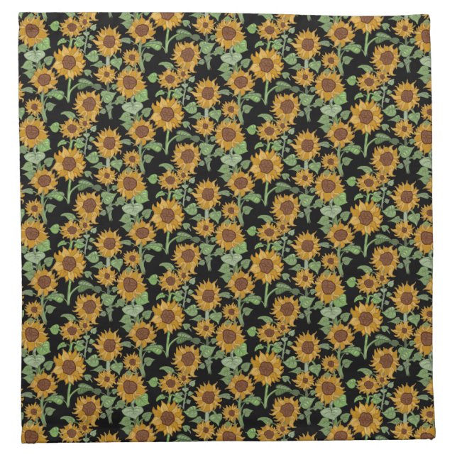 Cottagecore Sunflowers Pattern Cloth Napkin (Front)
