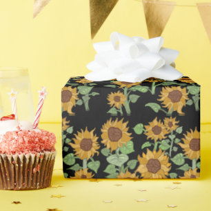 Cottagecore Sunflowers Pattern Wrapping Paper