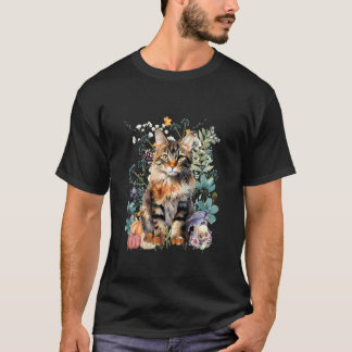 Cottagecore Tabby Cat Halloween Summerween Waterco T-Shirt